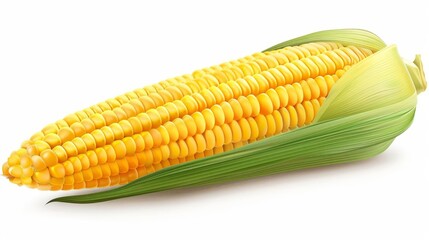 hyperrealistic ear of corn isolated on white background png format
