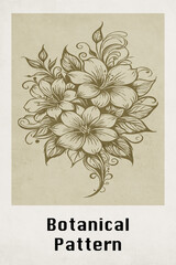 Botanical illustration for printing on wall decorations. Pattern for covers, business cards. Generated by Ai