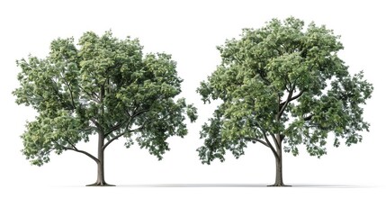 hyperrealistic shagbark hickory trees isolated on white background detailed png file