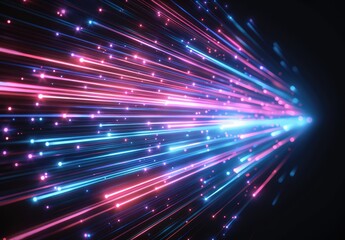 Obraz premium Abstract Neon Light Streaks and Glowing Dots