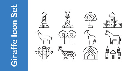 Giraffe Icon Set with editable vector. 