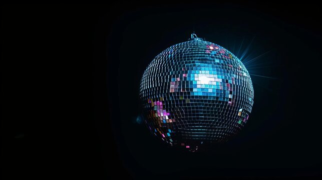 isolated disco ball on black background capturing the glittering lights and festive atmosphere