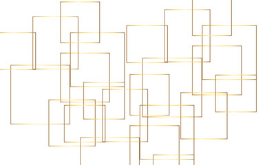 Abstract golden geometric square overlap layer lines on transparent background. Abstract luxury golden lines pattern texture business and presentation background.