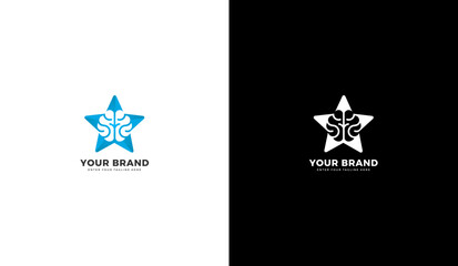 Brain star logo. Star design, brain, smart, champion. Graphic vector illustration