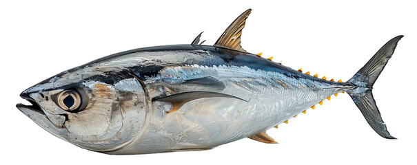side view of fresh tuna fish isolated on transparent background ,generative ai