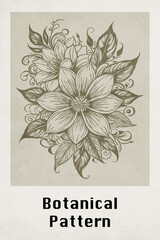 Botanical illustration for printing on wall decorations. Pattern for covers, business cards. Generated by Ai