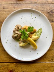 Delicious dish with mushrooms