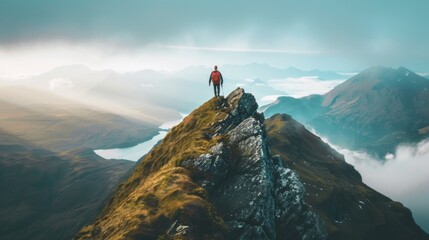 Goal in the mountains rock. Muntains landscape illustration generated by ai