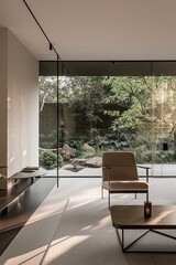modern minimalist living room with a focus on space and light