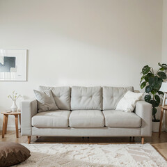 modern living room interior design with white sofa