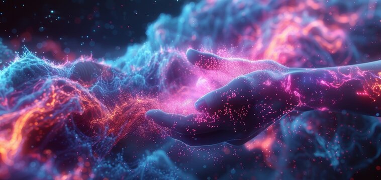 Close-up view, tech wizards hands cracking codes, vibrant digital wave backdrop, CG 3D rendering, intricate details, neon hues, electrifying atmosphere, futuristic and immersive