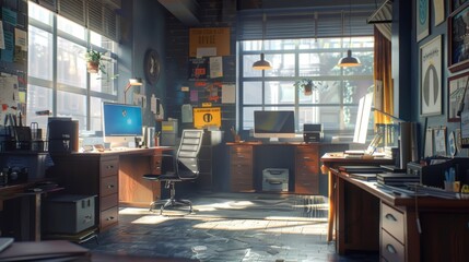 Office room illustration generrated by ai