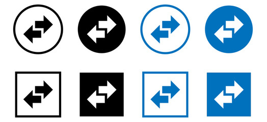Arrows data transfer icons set, exchange arrow icons. Swap icon with two arrows. Editable stroke.
