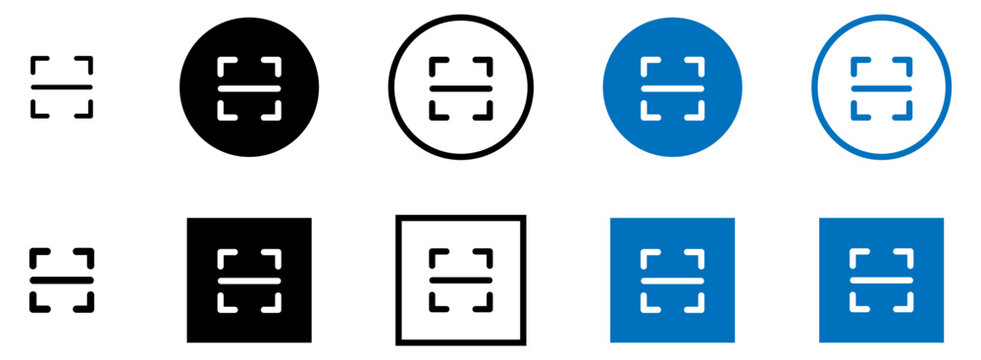 Scan qr code icon set, scanning code sign. Code scanner icon. Editable stroke.