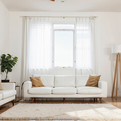 modern living room interior design with white sofa