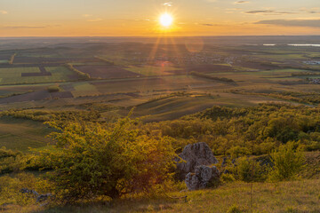 Color spring evening sunset near Klentnice village in south Moravia