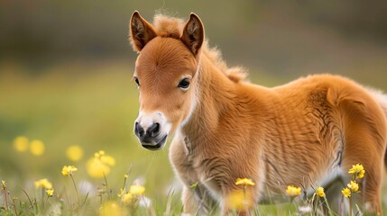 A little pony in a summer meadow