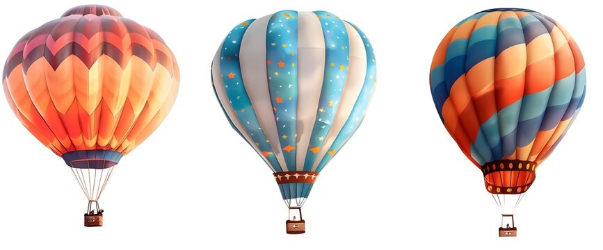 Colorful hot air balloon PNG elements.