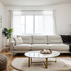 modern living room interior design with white sofa