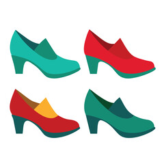 Set of Shoes Models vector on white background