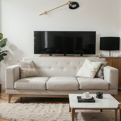 modern living room interior design with white sofa