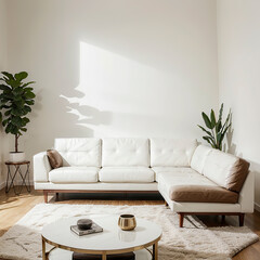 modern living room interior design with white sofa