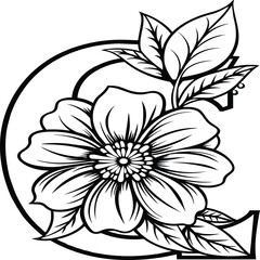 A flower and letter coloring page. alphabet letter with flower art work coloring pages background is a flower pattern.