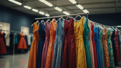 Generative AI Luxury women clothing sexy dress on hanger high end fashion store boutique