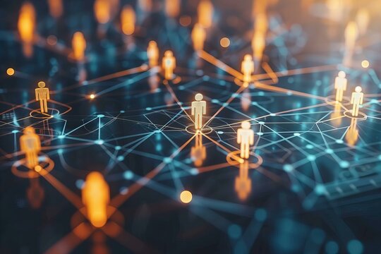 Group of People Connected by Lines