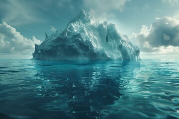 A massive iceberg adrift in the sea with ample water