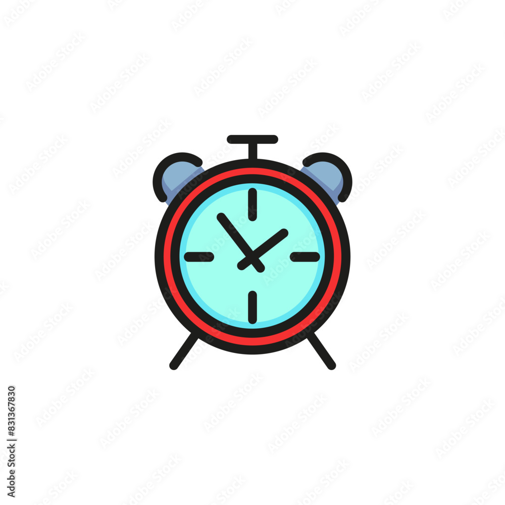Poster alarm clock line icon. watch, reminder, timer. timing concept. can be used for topics like schedule,