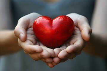 Person holding red heart hands