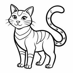 Line art cat illustration,white background