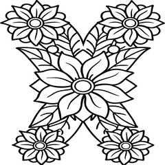 A flower and letter coloring page. alphabet letter with flower art work coloring pages background is a flower pattern.