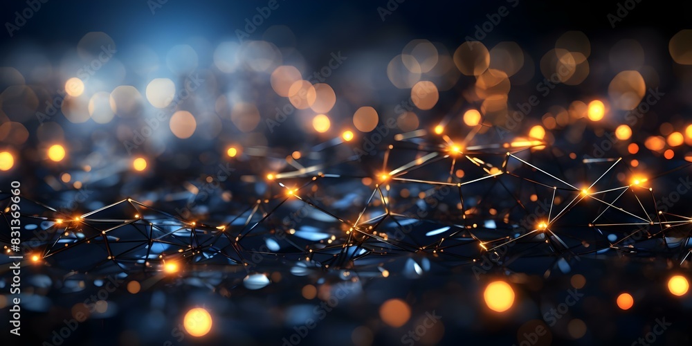 Poster network connection elements on abstract technology background. concept technology, network connectio