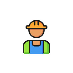 Icon of construction worker. Repairman, contractor, builder. Construction site concept. Can be used for topics like service, engineering, staff