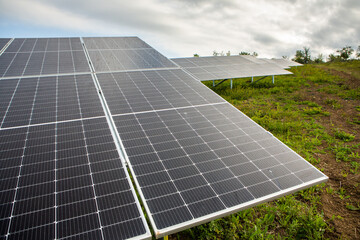 Solar power station or panels, photovoltaics, alternative source of electricity. Concept of...