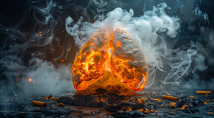 Lung with smoke x-ray of the organ world no tabacco day. 