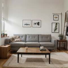 modern living room interior design with white sofa