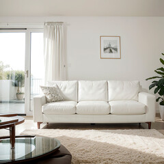 modern living room interior design with white sofa