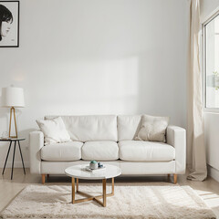 modern living room interior design with white sofa