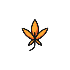 Hickory leaf. Flat thin line illustration. Sycamore, cannabis, marijuana. Leaf concept. For nature, ecology, environment