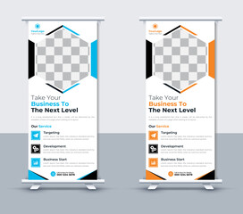 Modern corporate roll up banner design template, Vector Illustrator