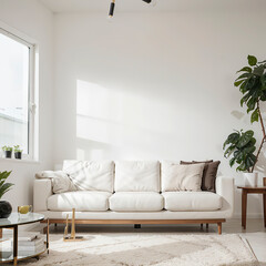Fototapeta premium modern living room interior design with white sofa