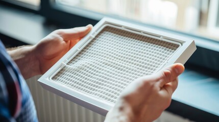 Replacing a dirty air purifier filter from the device