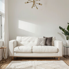 modern living room interior design with white sofa
