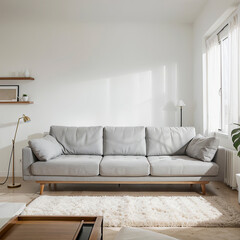 modern living room interior design with white sofa