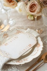 Elegant wedding lunch menu template with delicate floral elements for a sophisticated restaurant