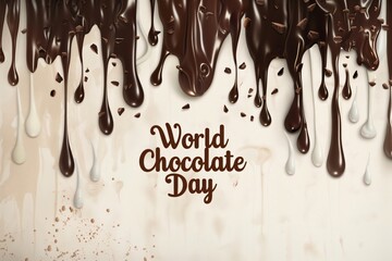 World chocolate day, a mouthwatering mockup featuring text and dripping chocolate