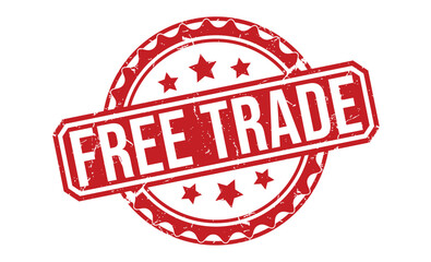 Free Trade red rubber stamp vector design.